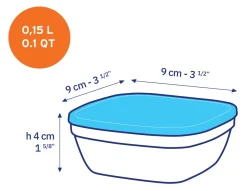 Duralex Boîtes Carrées>Freshbox - Boite de conservation carrée couvercle bleu 15cl