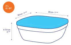 Duralex Boîtes Carrées>Freshbox - Boite de conservation carrée couvercle blanc 2L