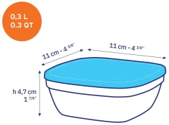 Duralex Boîtes Carrées>Freshbox - Boite de conservation carrée couvercle blanc 30cl