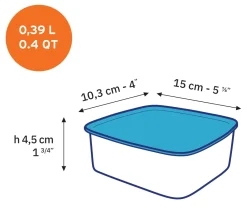 Duralex Professionnels De La Restauration|Boîtes Rectangulaires>Freshbox - Boite de conservation rectangulaire couvercle bleu 39cl