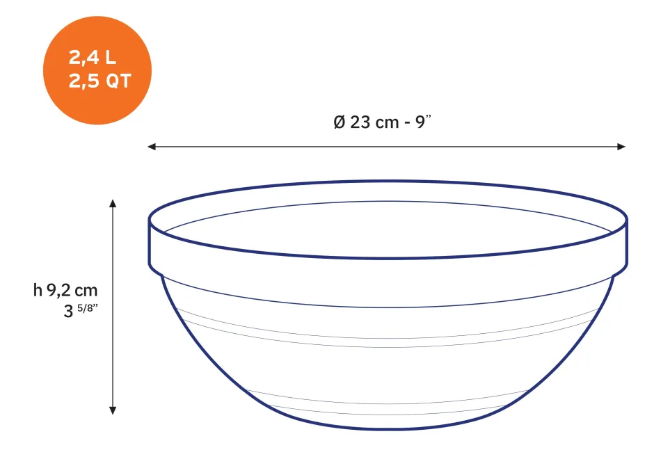 Duralex Professionnels De La Restauration|Saladiers>Le Gigogne - Saladier en verre transparent Empilable 2,4L - 23cm
