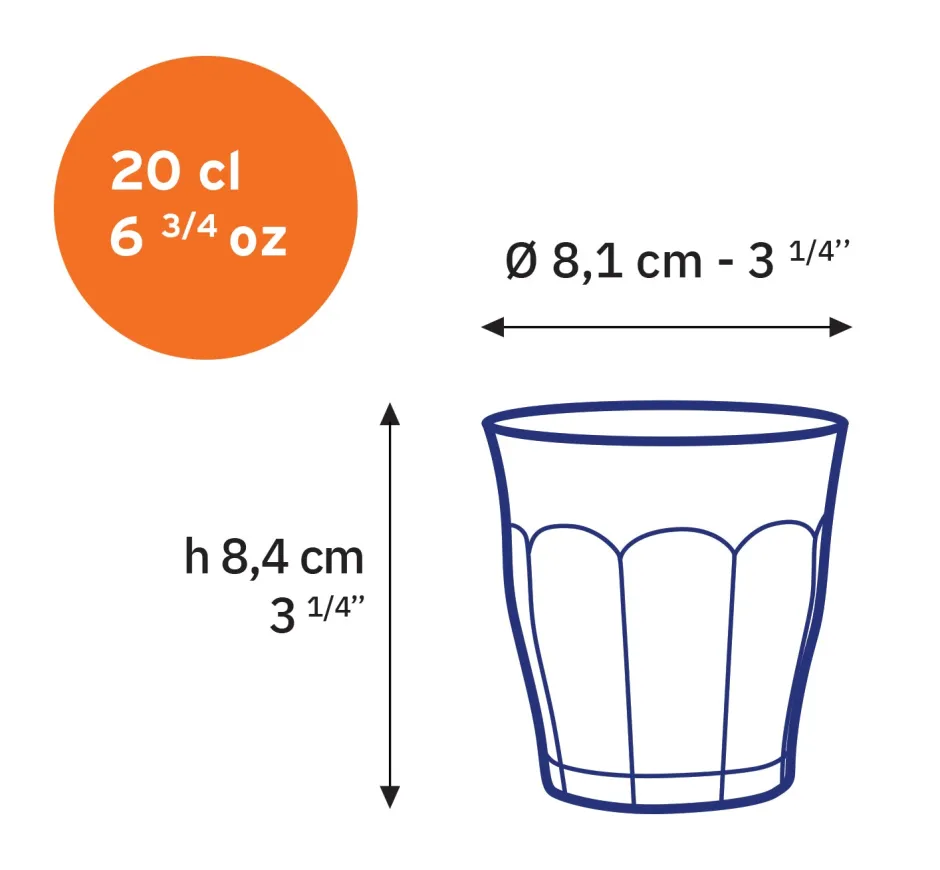 Duralex Professionnels De La Restauration|Verres À Eau>Le Picardie - Verre à eau - Bleu Marine - 20cl