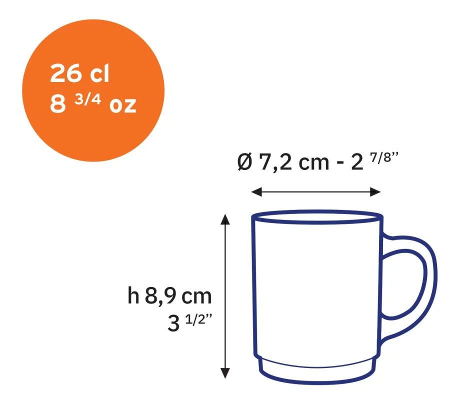 Duralex Professionnels De La Restauration|Tasses>Versailles - Tasse 26cl - Panaché 6 couleurs